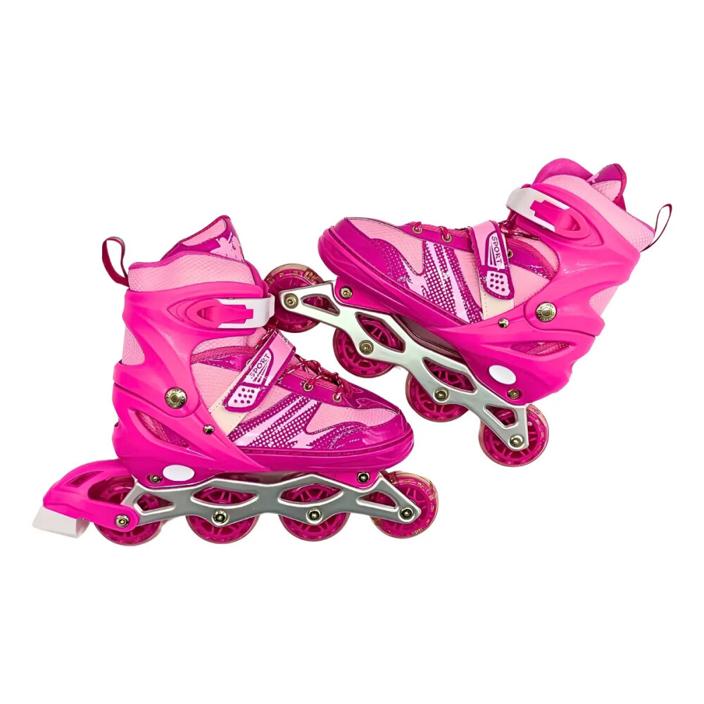Patines rollers ajustables con luces en las ruedas Rosa