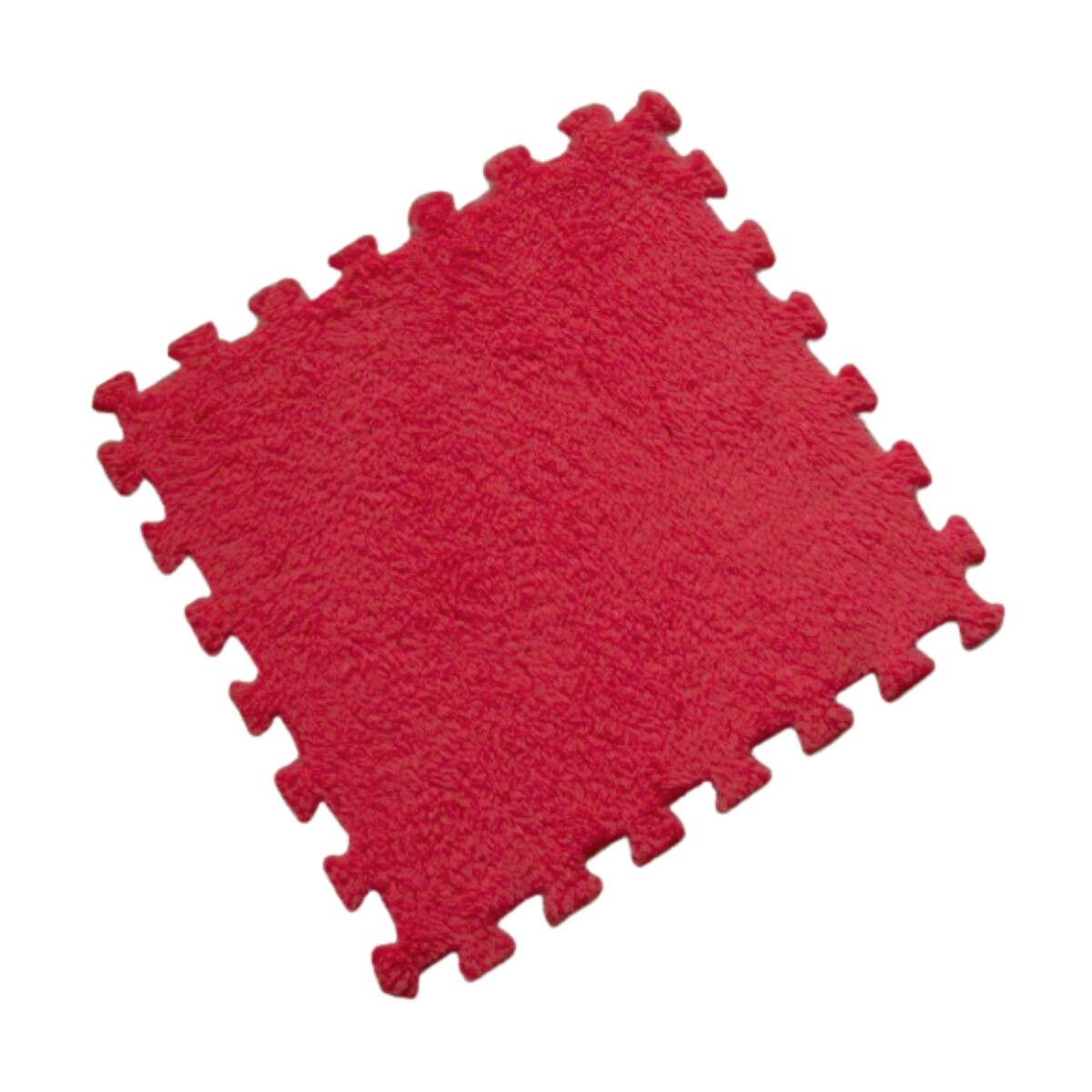 Alfombra Puzzle Goma Eva Peluda Infantil Shaggy 30 cm X10 UNIDADES - ROJO 