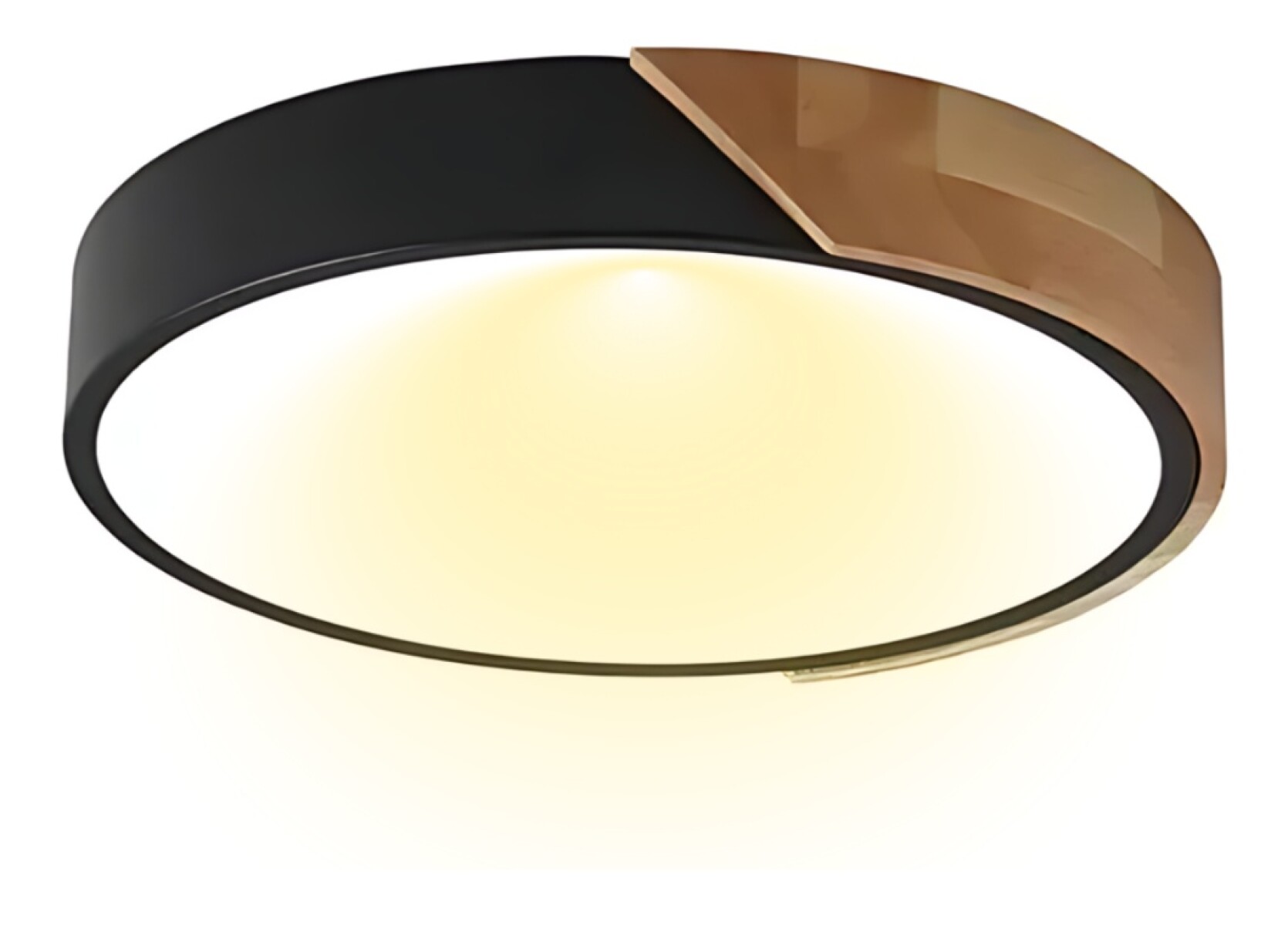 Luminaria Plafon Led Diám 30cm Metal Y Madera Luz cálida - Negro 