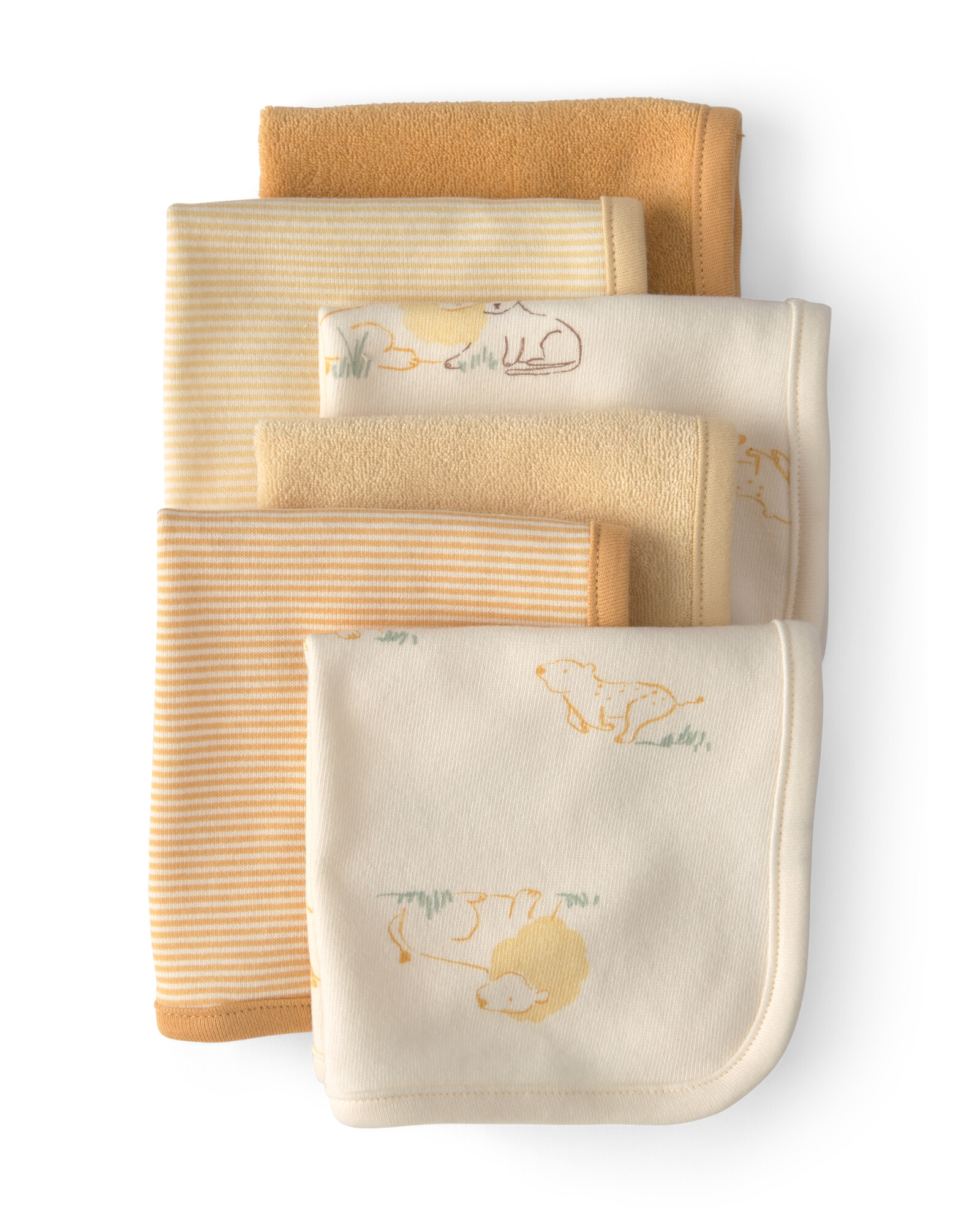 Pack seis paños de aseo, beige, diseño leones Pack seis paños de aseo, beige, diseño leones