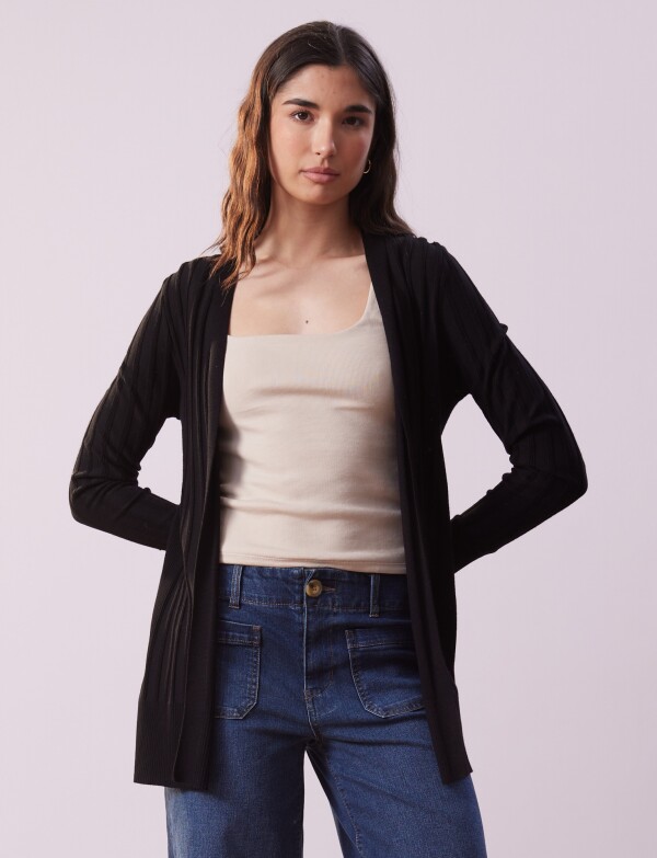 Cardigan Rib NEGRO