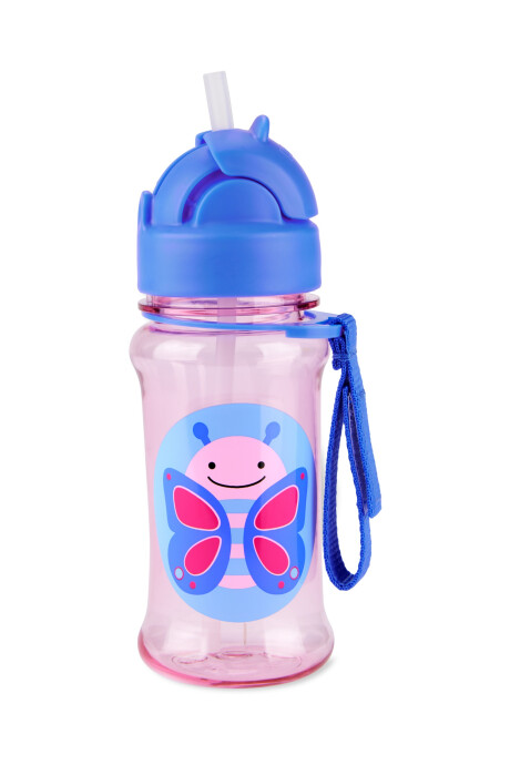 Botella de plástico Tritan, con sorbito, diseño mariposa Sin color