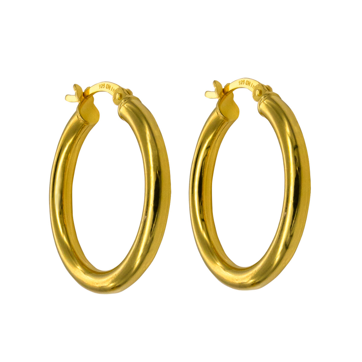 Par de aros de plata 925 con baño de oro amarillo. 