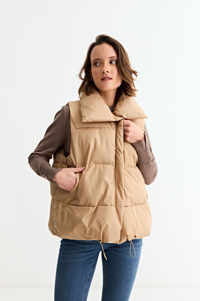 Chaleco puffer grueso - Khaki 