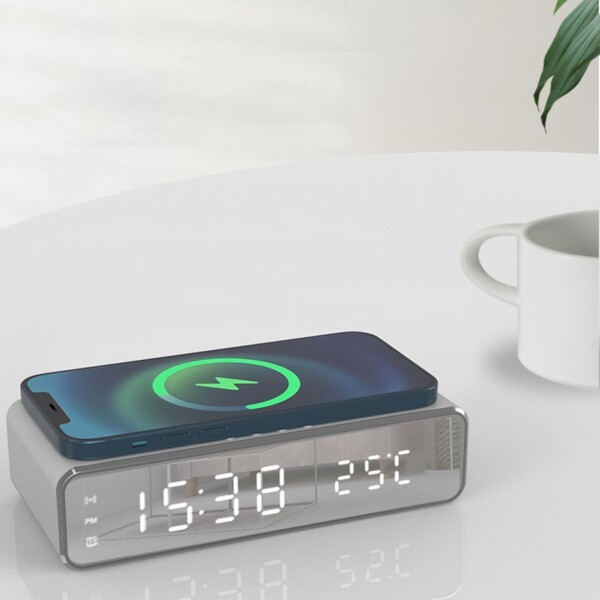Reloj Despertador Espejo Cargador Inalambrico Termometro Reloj Despertador Espejo Cargador Inalambrico Termometro