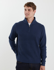 470587 SWEATER PUNTO MEDIO CIERRE HARRY Azul Oscuro