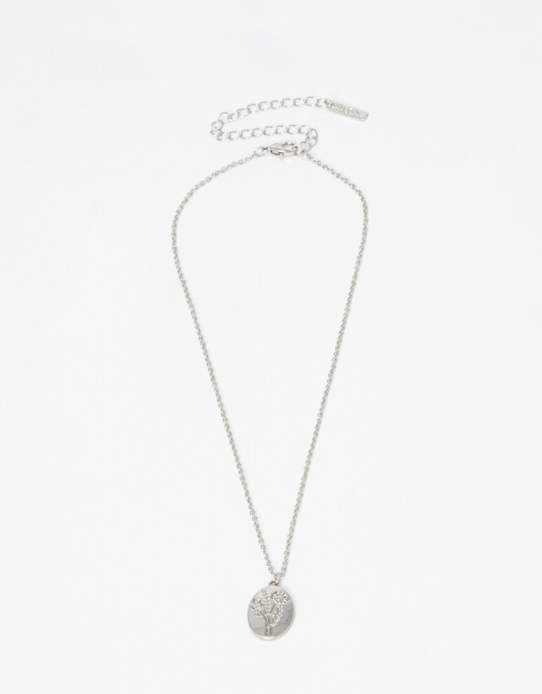Cadena Corta con Dije Metal Collar Cadena Con Dije Metal. - Plateado Rodio