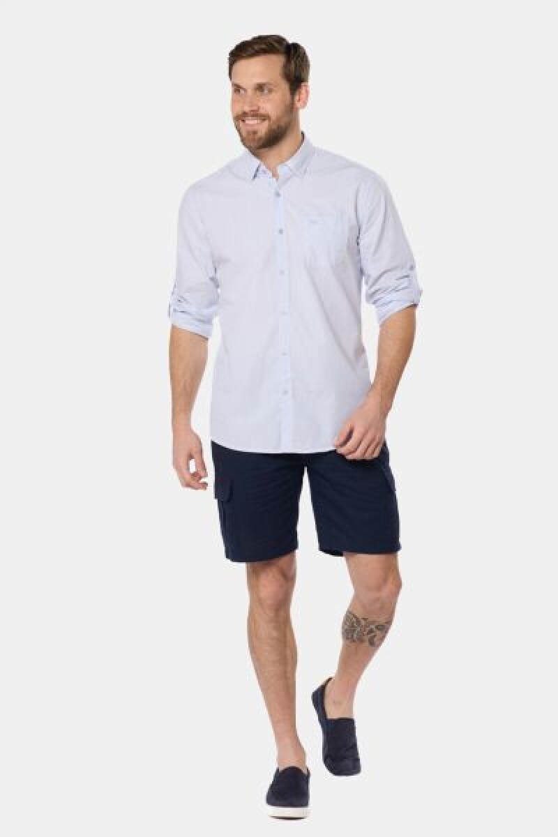 BERMUDA CARGO DE LINO - Azul 