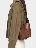 Bolso Bombonera Contraste De Texturas camel