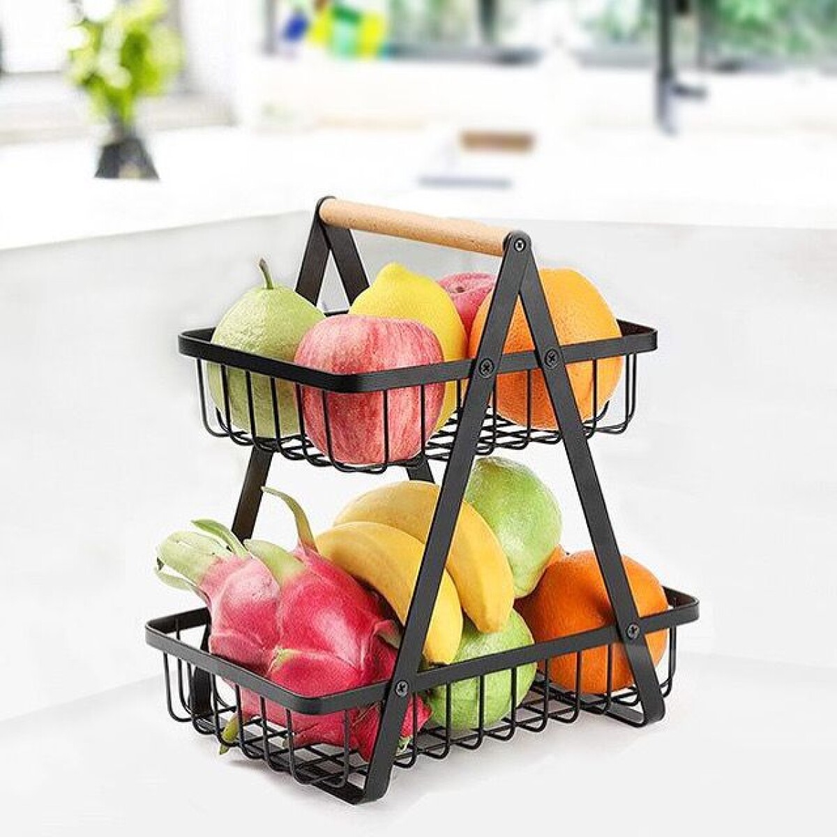 Frutera Doble Piso Metálica Alto 30cm x Largo 30cm x Ancho 17cm 