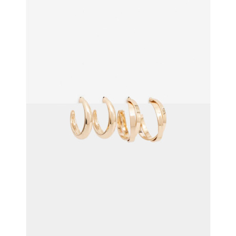 Set De Argollas Combinadas Dorado