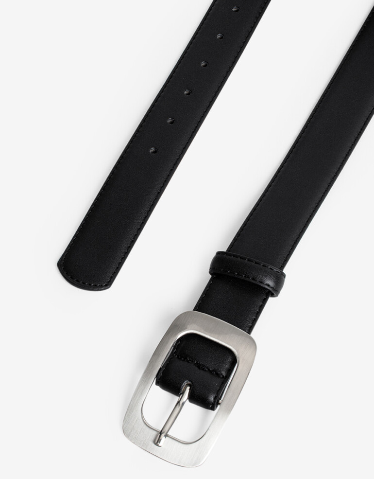 Cinturones y Fajas Cinturón Con Hebilla Rectangular - Negro