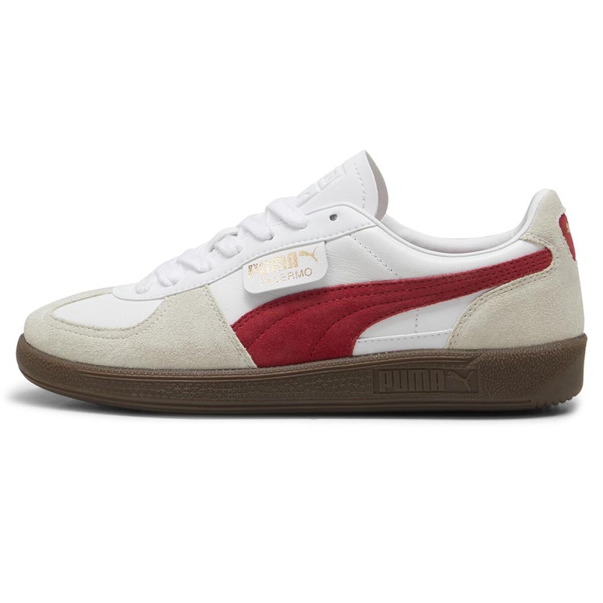 Zapatillas Puma Palermo Lth Hombre - White Vapor-gray Club Red 