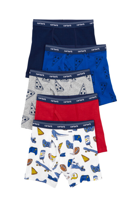 Pack cinco calzoncillos boxer de algodón, diseño pizza Sin color