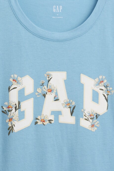 Remera Logo Gap Manga Corta Mujer Blue Stone