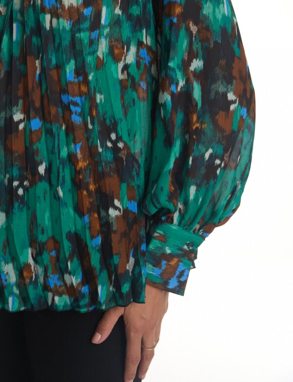 Blusa Gasa Plisada VERDE/MULTI