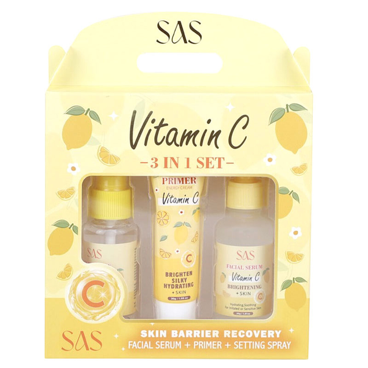 SAS Set facial serum, primer, spray fijador vitamina C - Sas Set Facial Serum, Primer, Spray Fijador Vitamina C 