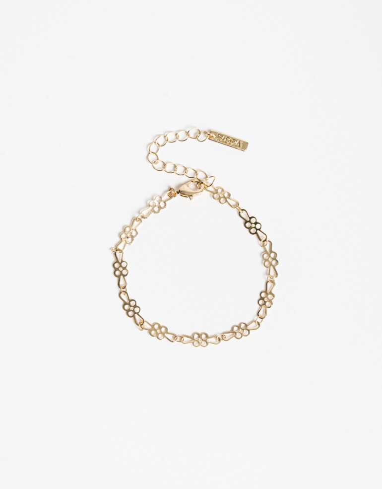 Pulseras Flexibles Metal Pulsera Flexible Metal Flores - Dorado
