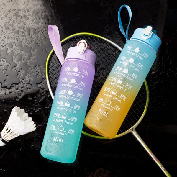 Botella De Agua Deportiva 750ml Motivacional Hidratacion Fit Variante Color Azul