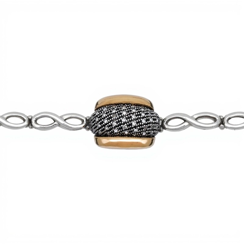 Pulsera Elegante-Plata y Oro-Piedra zirconia-PU5047 conpiedra