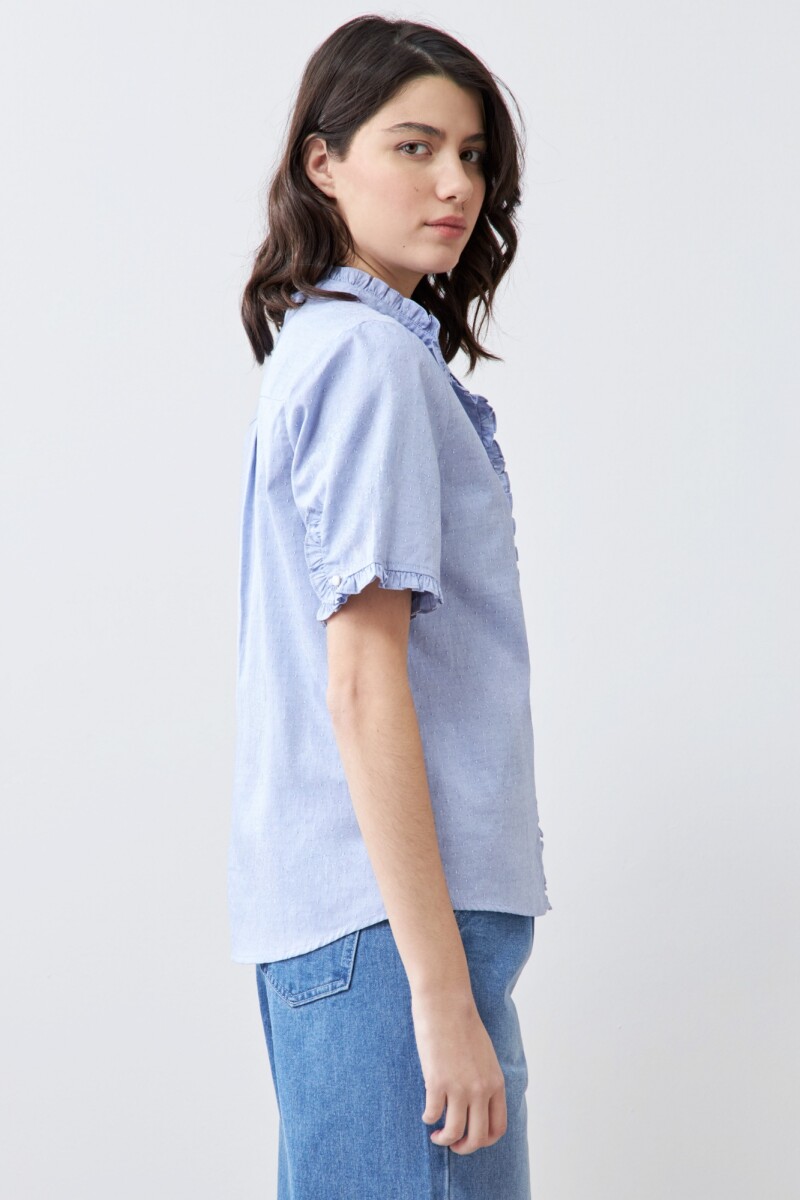 Camisa fantasía manga corta azul