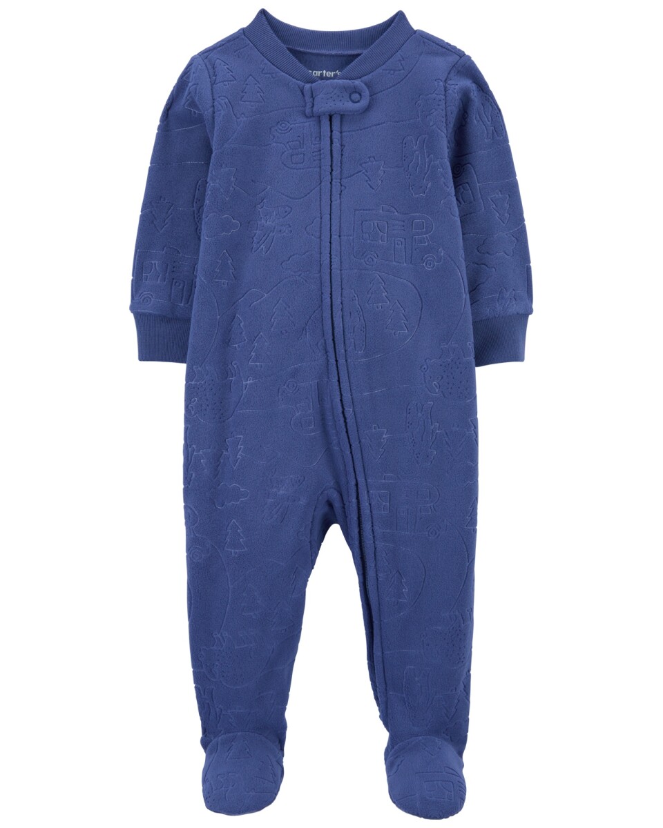 Pijama una pieza de micropolar, con pie, diseño camping 