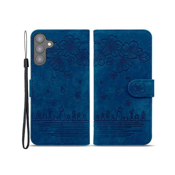 Flip cover Samsung Galaxy A34 diseño flores azules Flip Cover Samsung Galaxy A34 Diseño Flores Azules