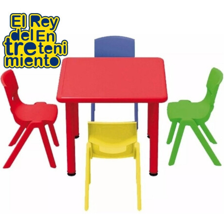 Mesa + 4 Sillas Infantil Plástico Calidad Y Colores Rojo