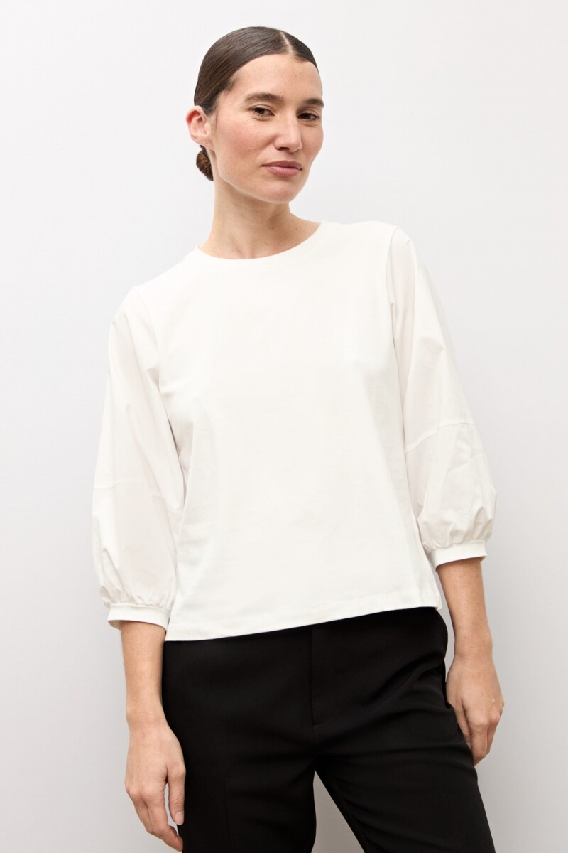 Remera mangas abullonadas blanco