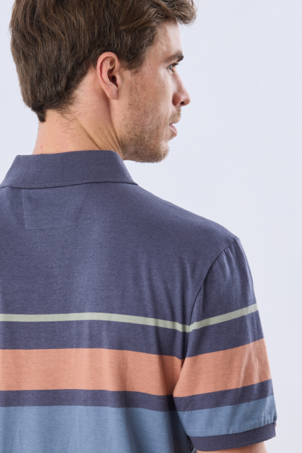 REMERA POLO RAYADA JERSEY Azul