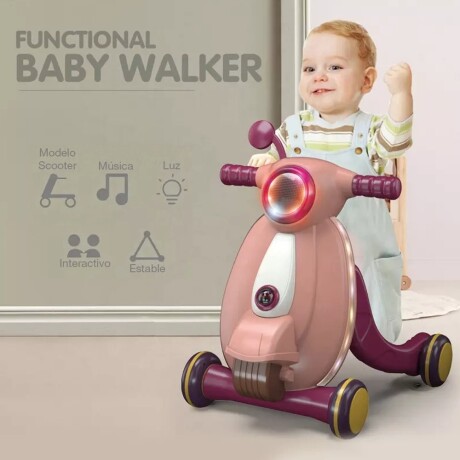 Caminador Andador Scooter para Bebé Interactivo Luz y Música Rosa