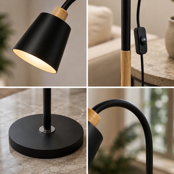 Lámpara De Pie Moderna Nórdica Para Living Con Brazo Flexible de 1.5 Metros Imback Color Negro Lámpara De Pie Moderna Nórdica Para Living Con Brazo Flexible de 1.5 Metros Imback Color Negro