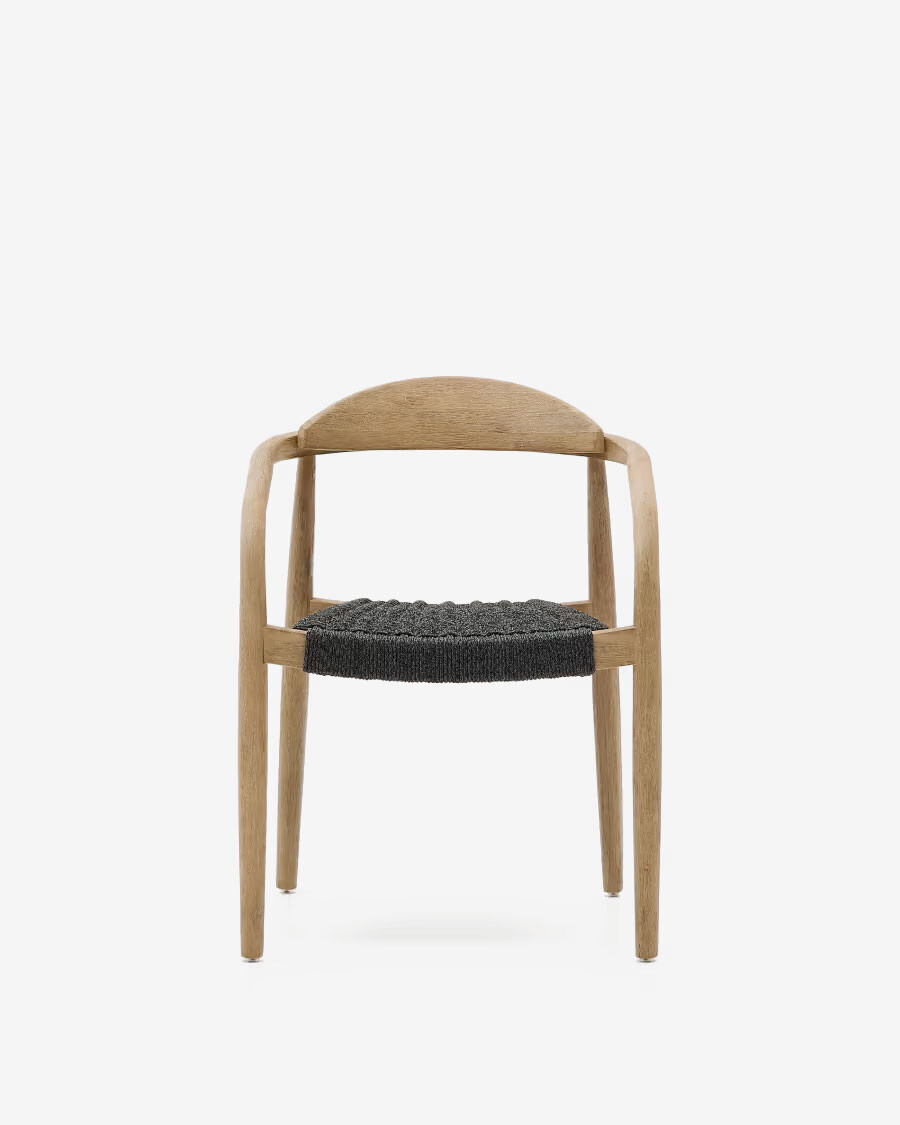 Silla Nina madera maciza de acacia y cuerda negro