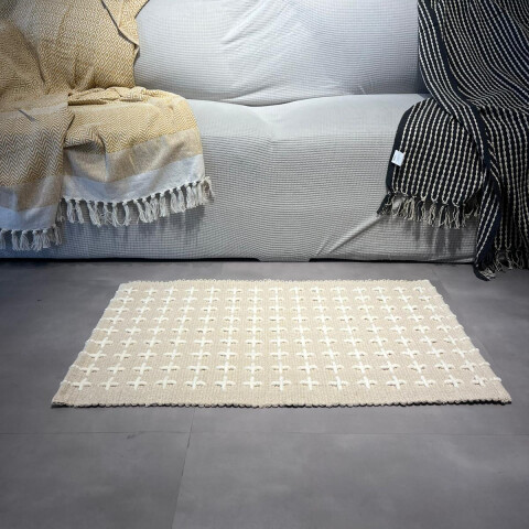 Alfombra algodón Cruces 50x80cm Beige