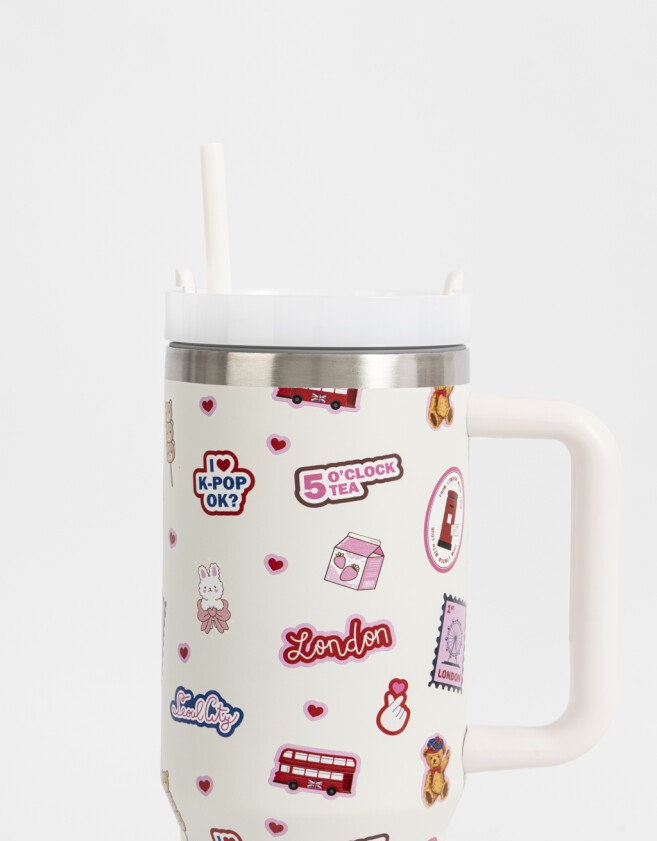 Artículos cocina Vaso Térmico Stickers - Blanco Crema