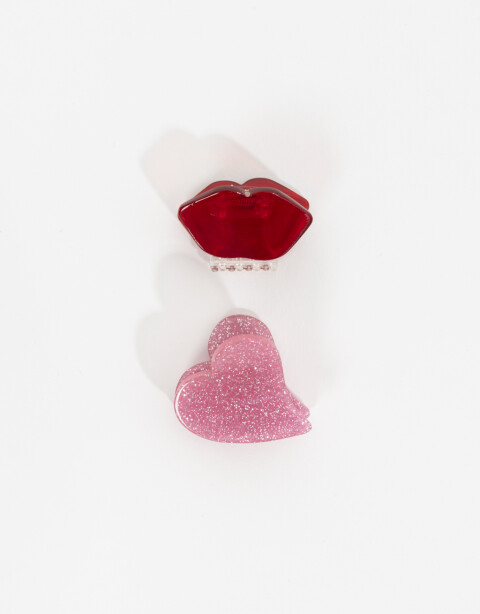 Broches Sets Glitter Set De Broches De Corazón Y Boca - Combinacion Bicolor