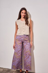 Chaleco Texturado Crochet Flores Beige Melange