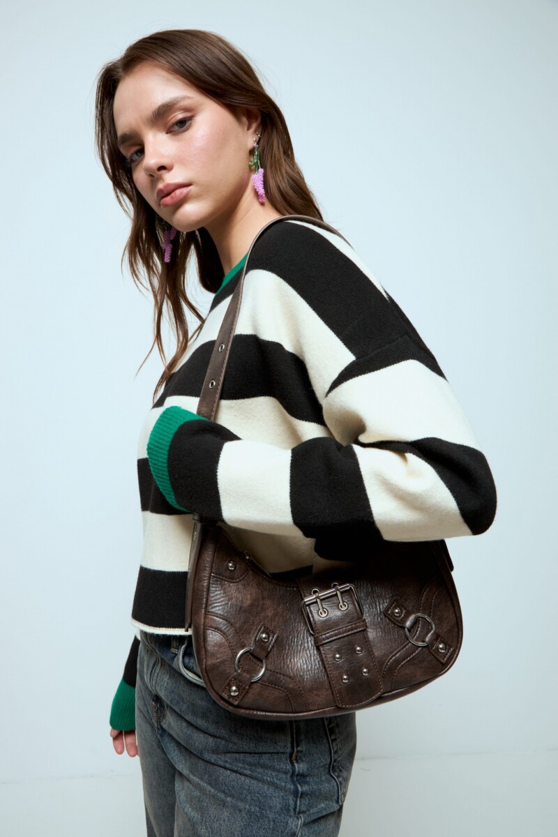 Cartera de hombro con hebilla marrón