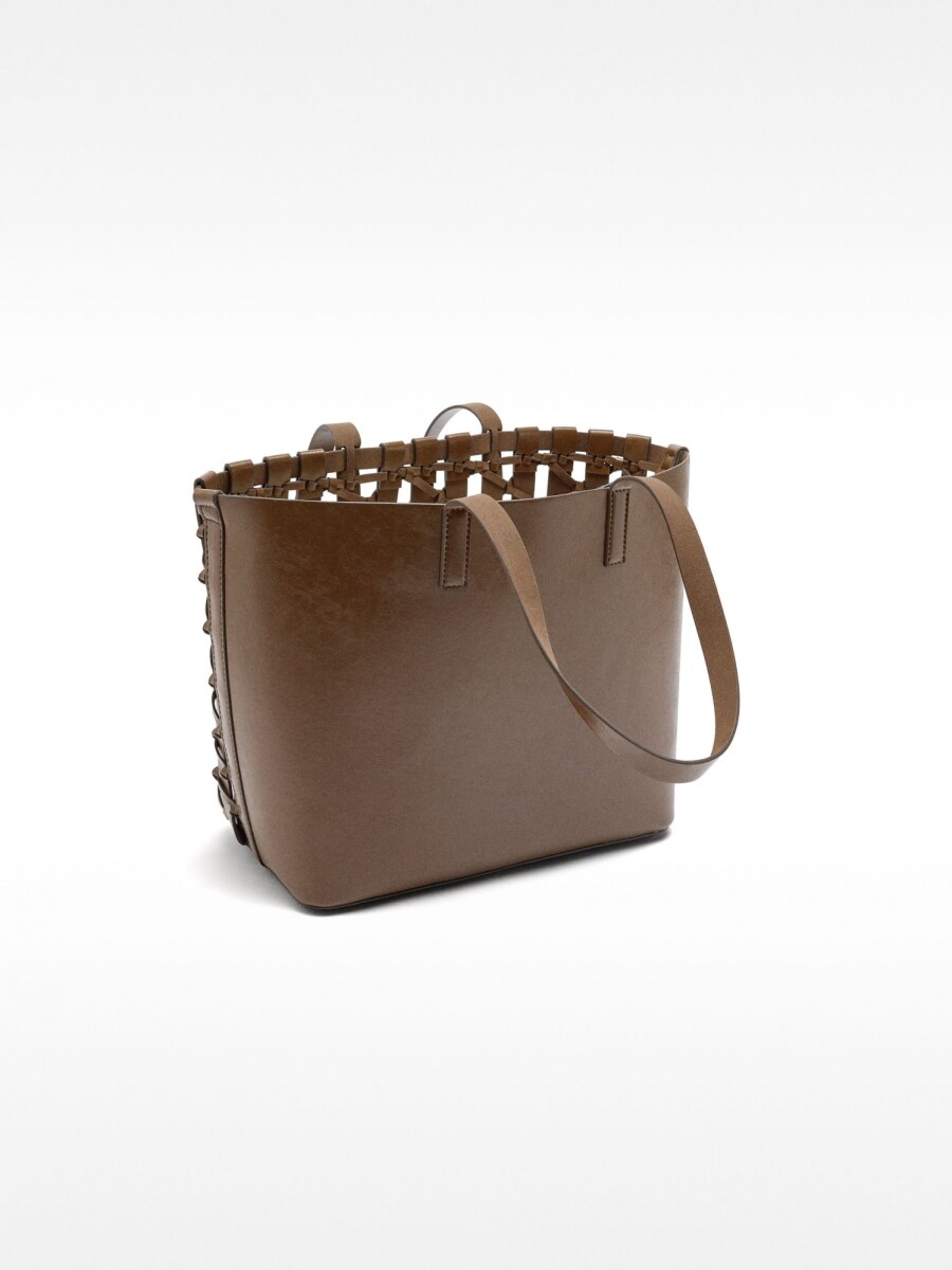 Bolso Shopper Trenzado Con Nudos marron
