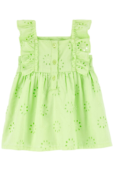Vestido de algodón con volantes y ojales. Talles 0-24M Sin color