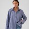 BIG SHIRT STRIPES - BIG CUFF BIG COLLAR BLUE GREEN STRIPE