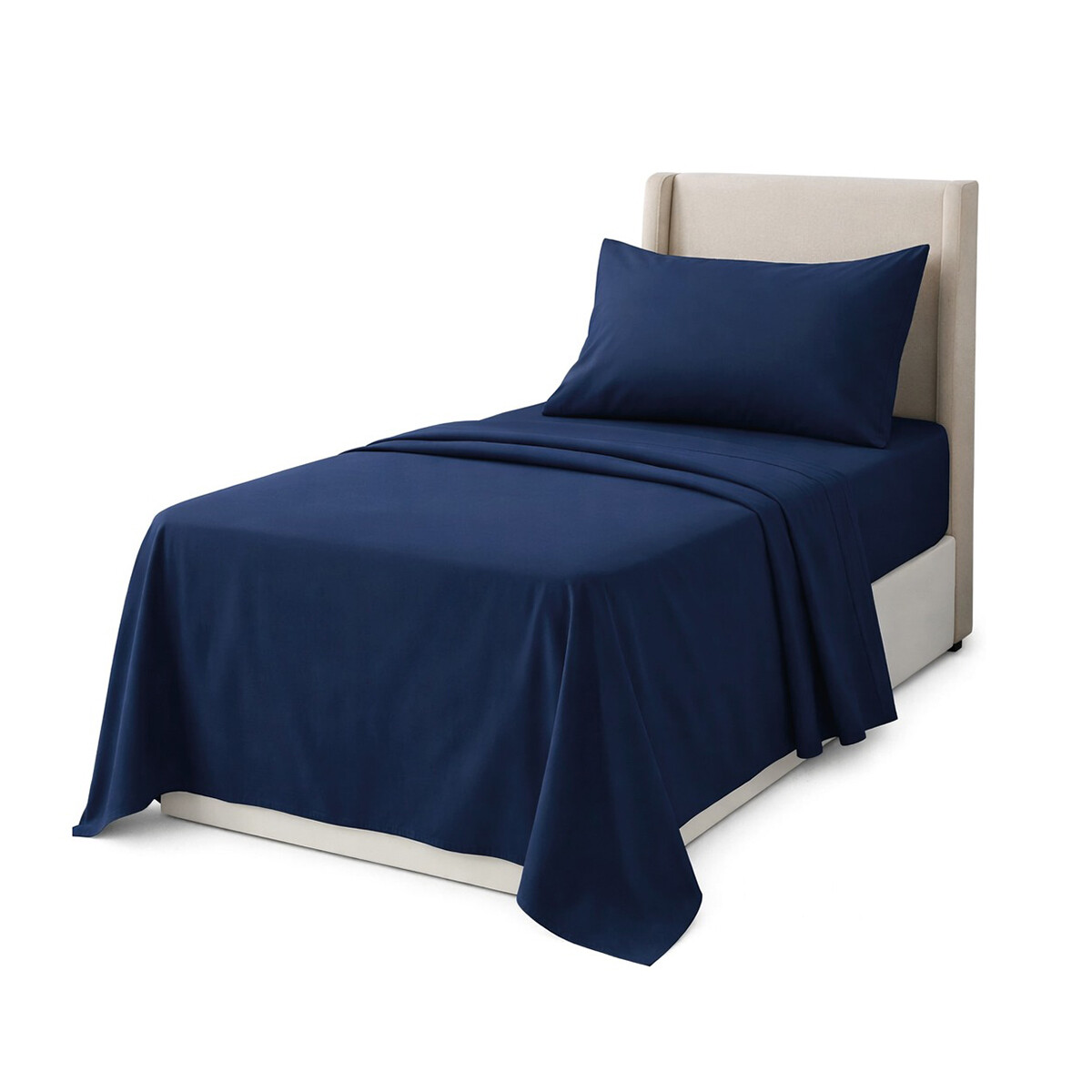 Sábanas 1 Plaza Juego 3 Piezas C/ Funda Almohadas Polyester Azul 