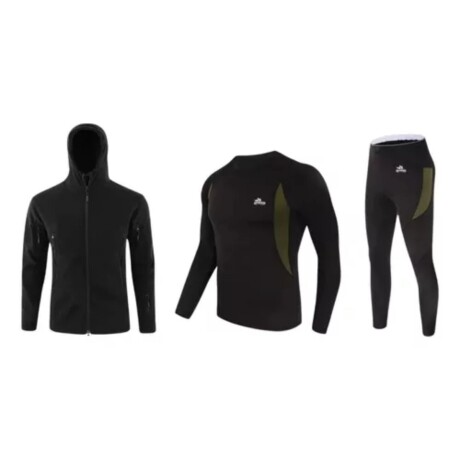 Combo equipo térmico más campera micropolar Negro