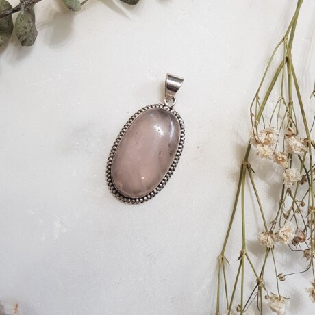 Dije Cuarzo Rosa- Plata 925 Dije Cuarzo Rosa- Plata 925