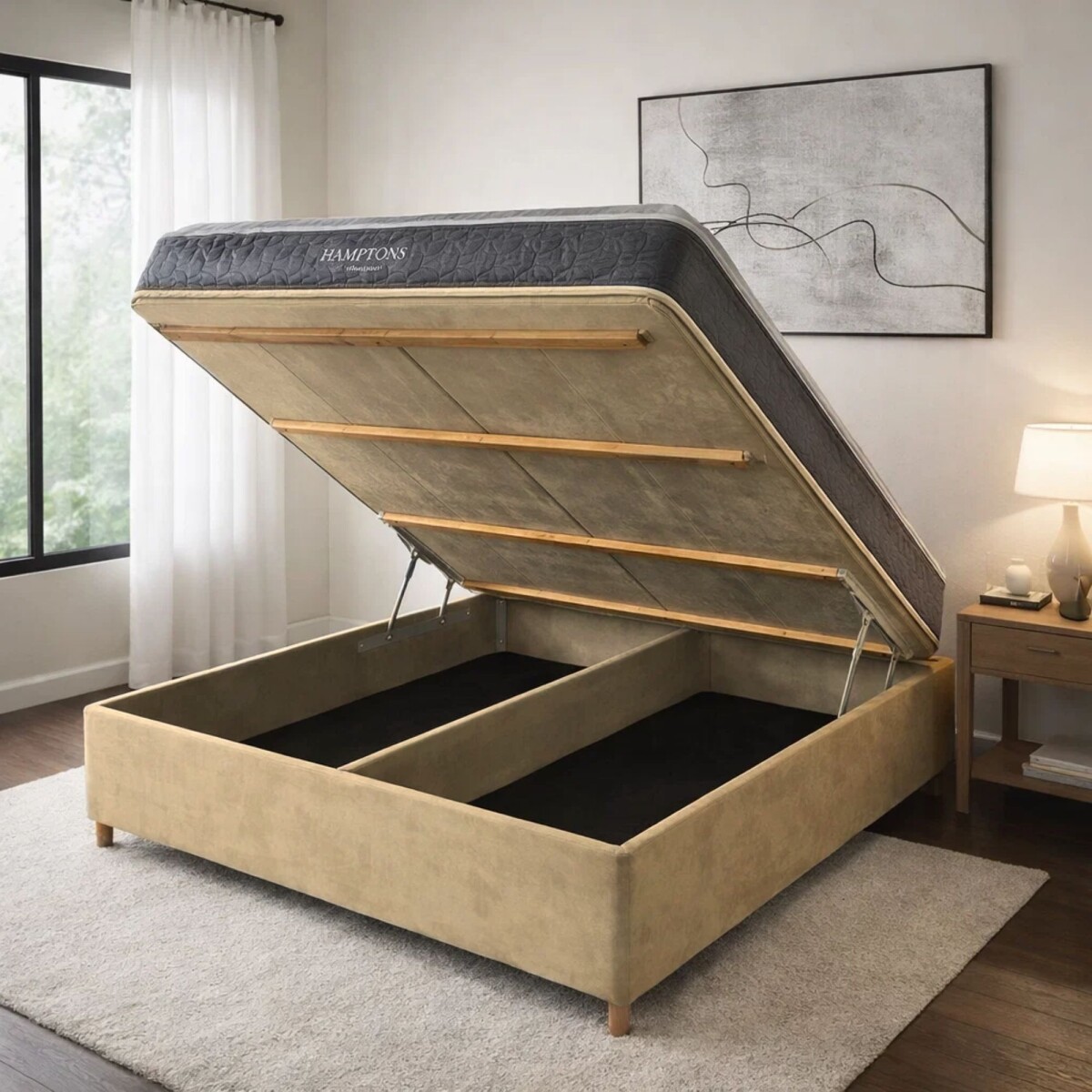Sommier Queen THM Hybrid Silver Smart Box Baúl - Beige 