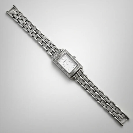 Reloj Pulsera para Mujer Diseño Clásico Elegante con Brillos Plateado