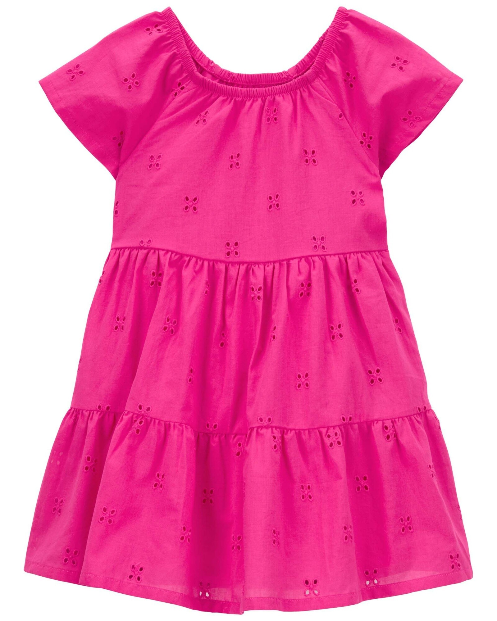 Vestido de algodón, escalonado y con ojales. Talles 2-5T Sin color