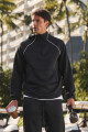 Polera The Gridtech Quarter Zip Hoodie Piped Hombre Black / Classic White