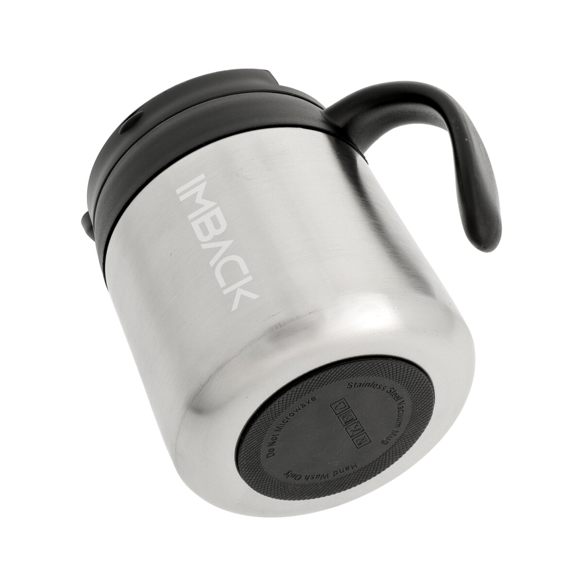 Vaso Termico Cafe Jarra Mug 355ml Imback Acero Inoxidable Doble Capa Con Manija Y Tapa Plateado 