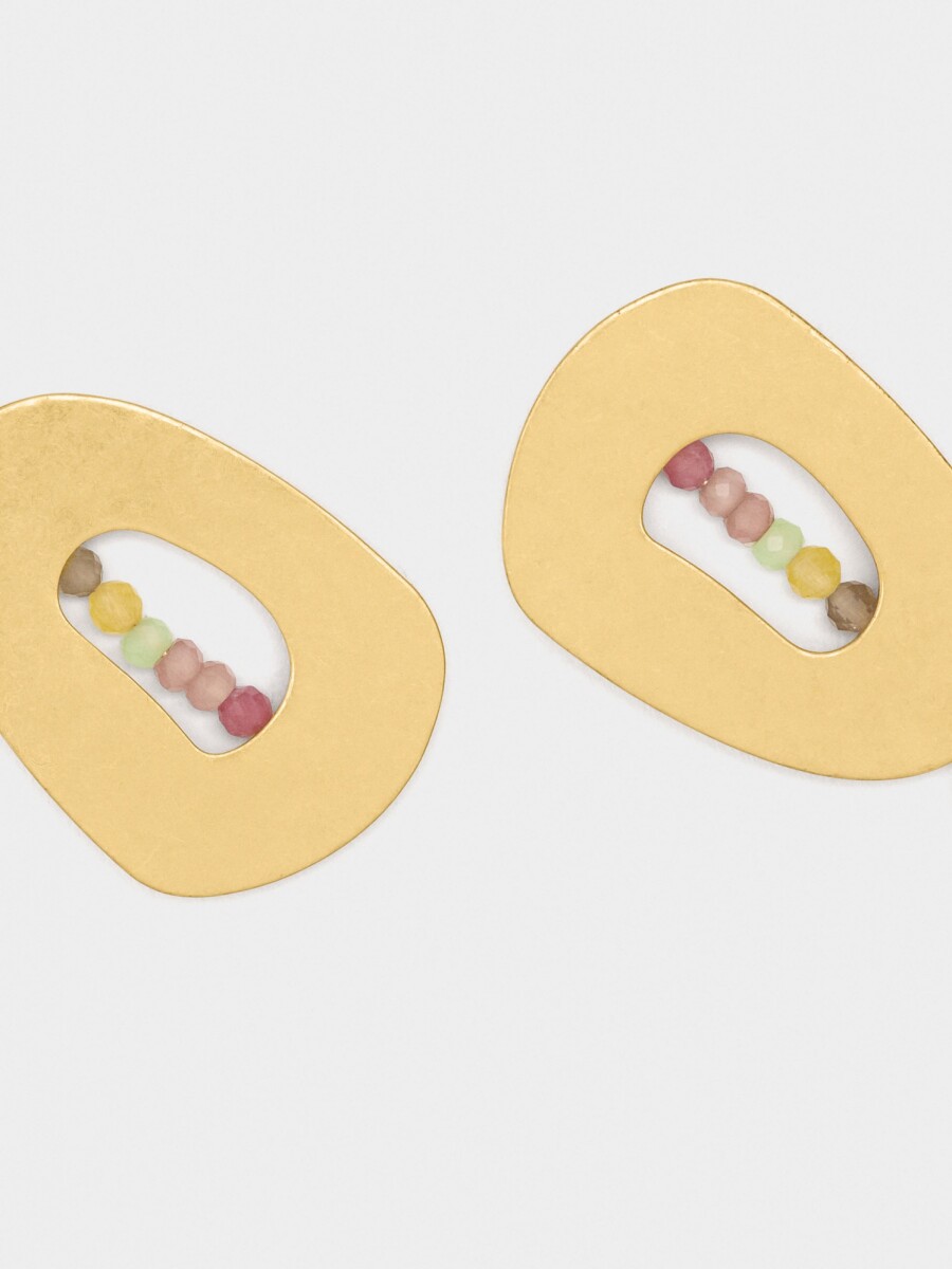 Pendientes Ovalados Con Piedras multicolor